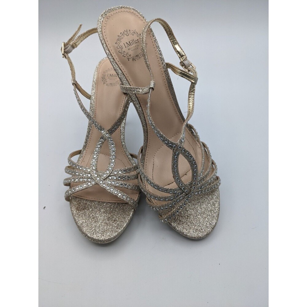 I.Miller Beautiful Shoes Women's Dress Heels Sandals 8M Silver Rhinestone Accent